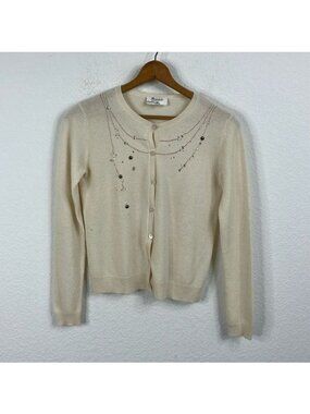 Bonpoint Cashmere Sequin Beaded Button Front Girls Cardigan Sweater